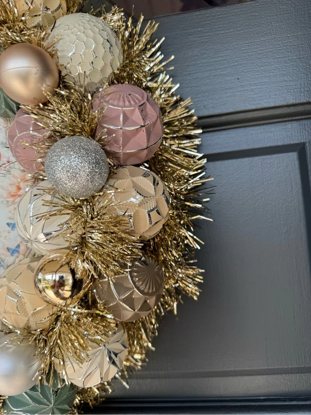 Peace in Christ Holiday Wreath - Pastel Gold Decorative Door Wreath